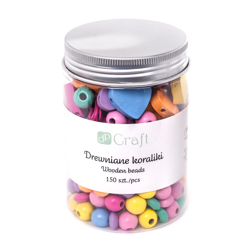 Koraliki Drewniane w Słoiczku Tęczowe Mix /DpCraft