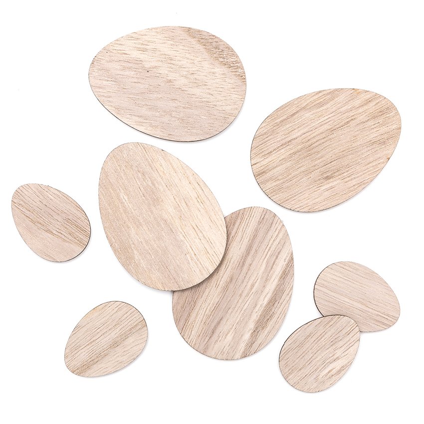 Drewniane Jajka 4cm-7cm 8szt. Naturalne / DpCraft