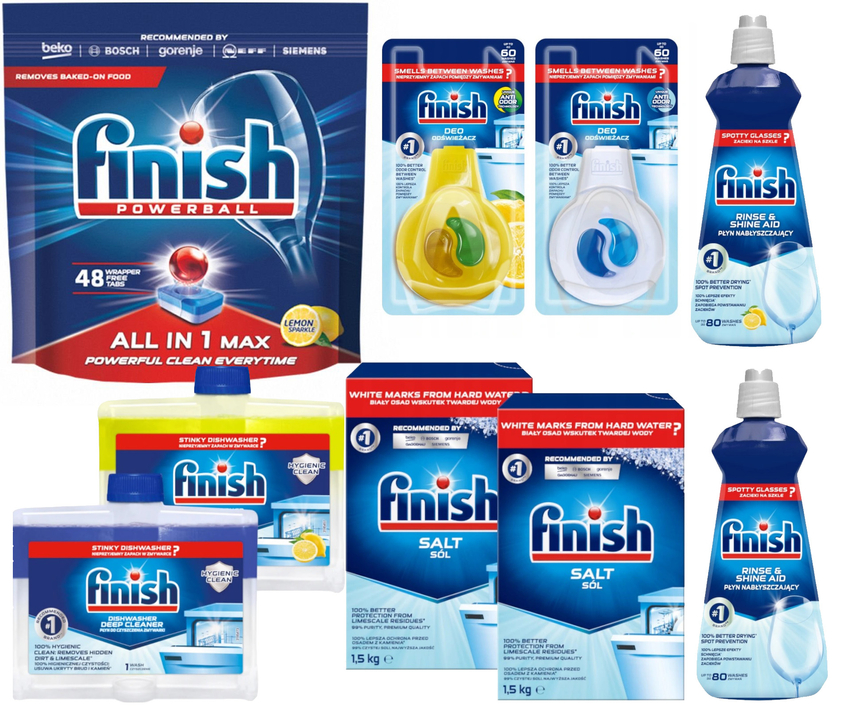 Max zestaw 9 sztuk Finish All in 1 do zmywarki 