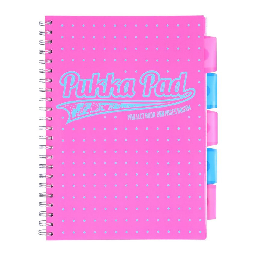 Kołozeszyt A4 200K Kr Project Book Neon Dots Różowy /Pukka Pad 8470-NEO