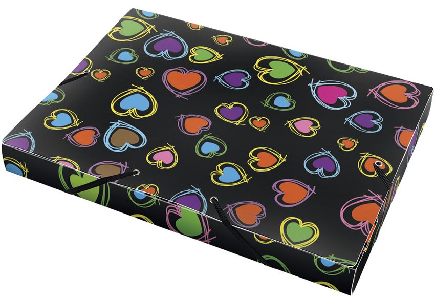 Teczka box na gumkę z nadrukiem A4 Hearts / Panta Plast