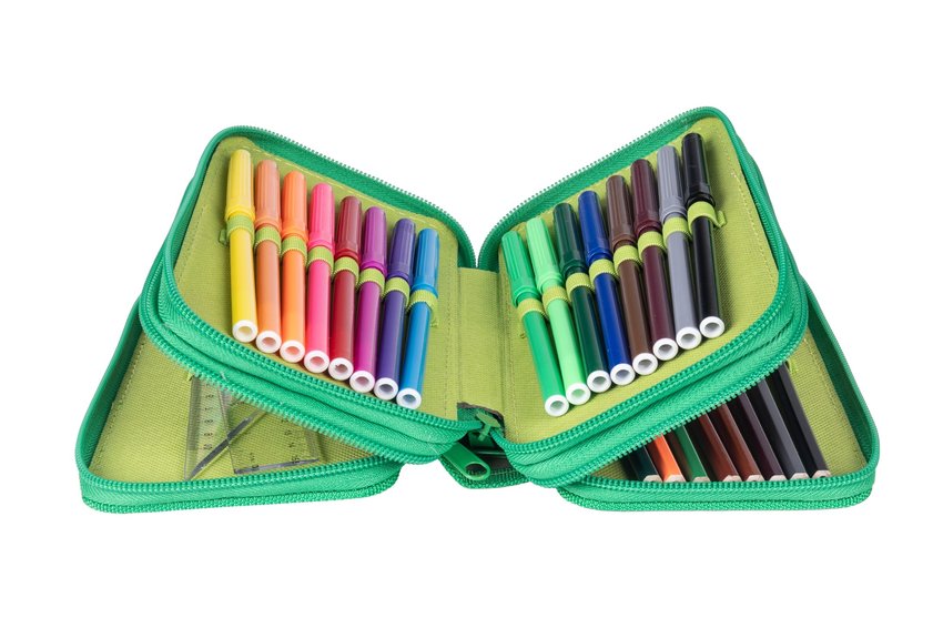 Piórnik szkolny GIMBOO z wyposażeniem 3 komory Soccer 2025 zielony