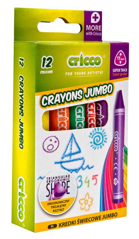 Kredki  Cricco  Świecowe Jumbo Kpl.12 Kol.