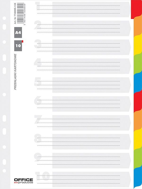 Przekładki Pap. A4 Białe 10k Laminowane Indeksy /Office Products