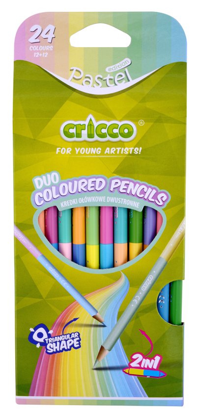 Kredki Dwustronne Cricco Trójkątne12/24 Kol. Pastelowe
