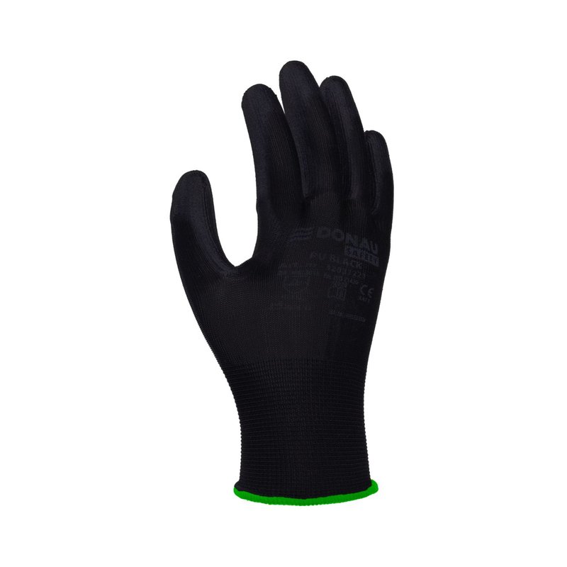 Rękawice Donau Safety Pu Black Kat. II Rozm. 11 Czarne  /DONAU SAFETY