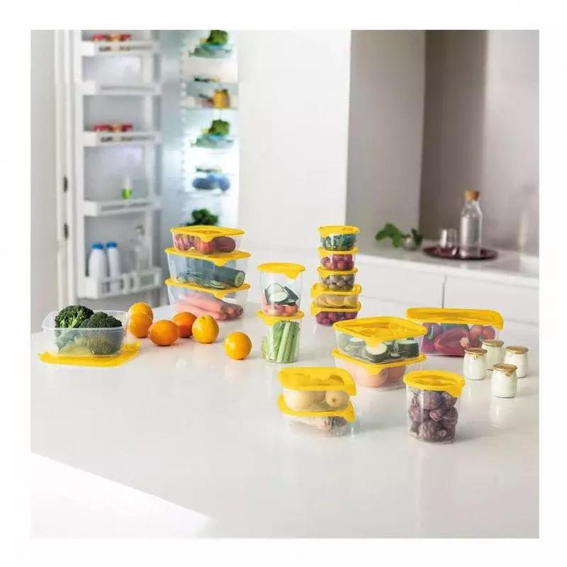 Pojemnik Na Żywność Kwadratowy Fresh&Go 0,45L Żółty Transparentny / Curver 182243