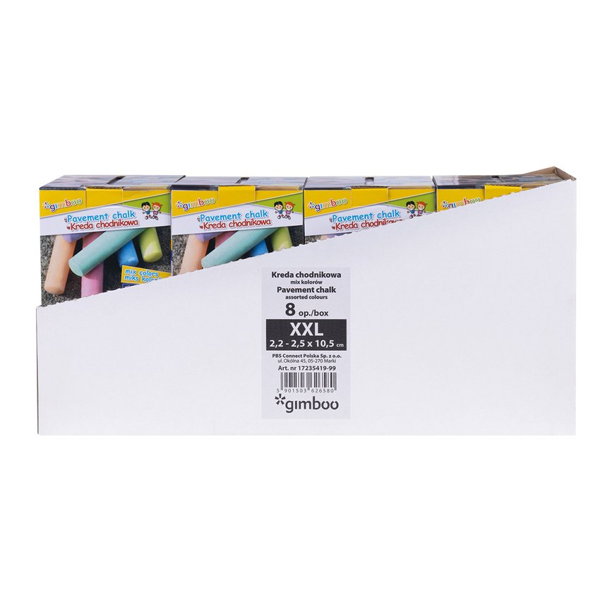 Kreda chodnikowa GIMBOO XXL w kartonowym pudełku 20 szt., mix kolorów