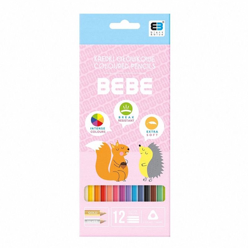 Kredki Ołówkowe 12 kol. B&B KIDS Pastel / Interdruk