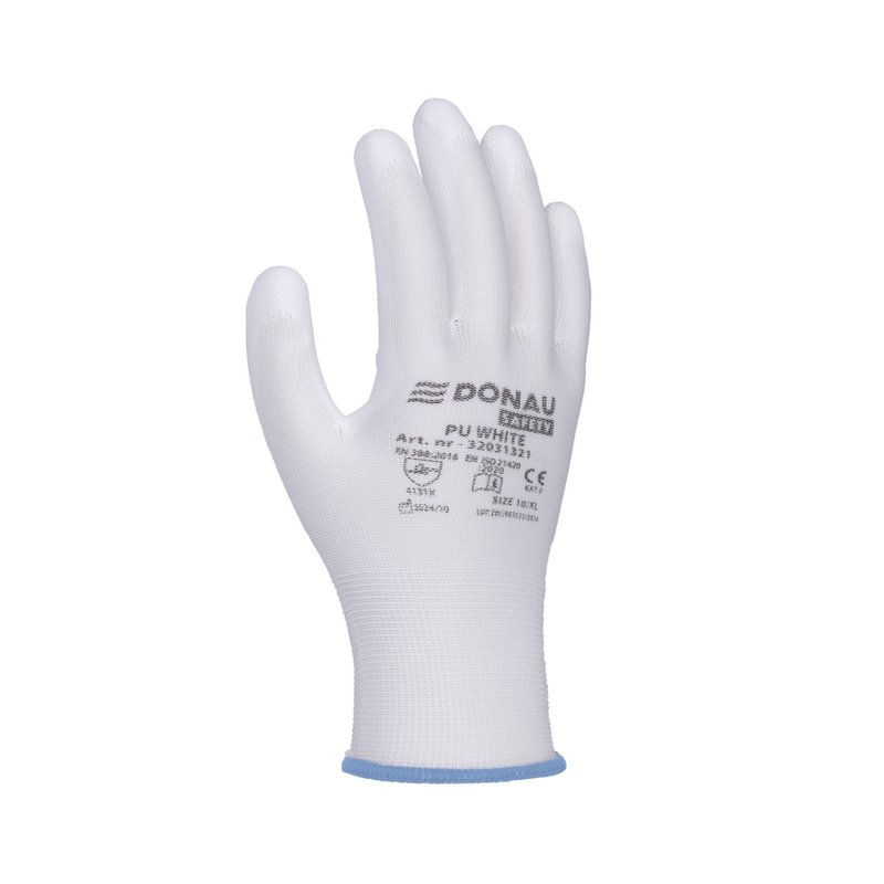 Rękawice Donau Safety Pu White Kat. II Rozm. 9 Białe  /DONAU SAFETY