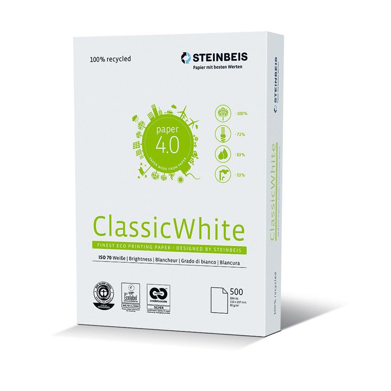 Papier Xero A4 80g Classic White Recykling 70% Białości