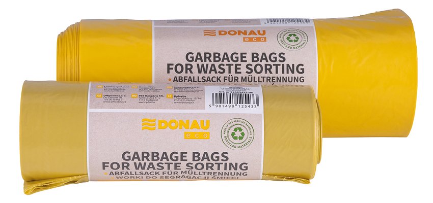 Worki na śmieci DONAU ECO do segregacji plastiku 120l 10 szt., żółte