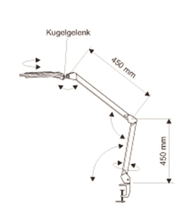 Lampka LED z lupą na biurko MAULzoom 8W mocowana zaciskiem czarna