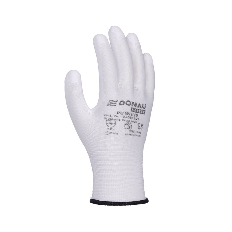 Rękawice Donau Safety Pu White Kat. II Rozm. 10 Białe  /DONAU SAFETY