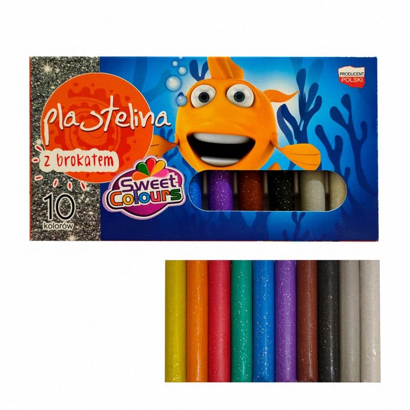 Plastelina 10 kol Okrągła Brokat Sweet Colours / Koma-Plast