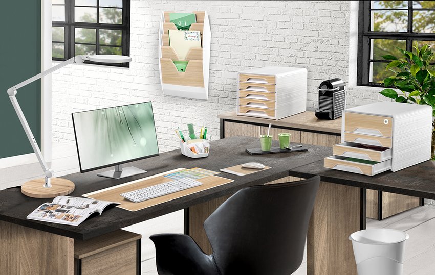 Lampka na biurko CEP CLED-0350 Giant biały z el. drewna