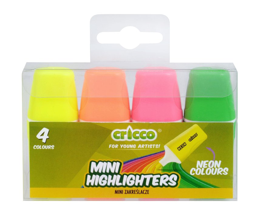 Zakreślacze Mini Cricco Neon 4-Kol. Etui