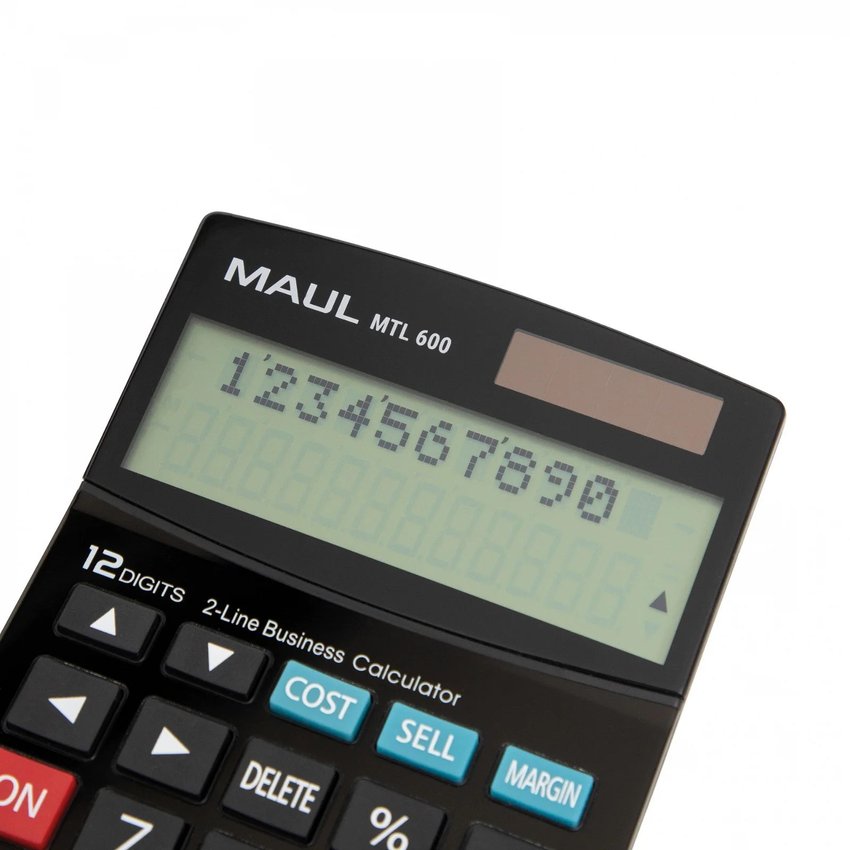 Kalkulator Biurkowy Business Pro Mtl 600, 12-Pozycyjny, Dwuliniowy, Czarny Maul