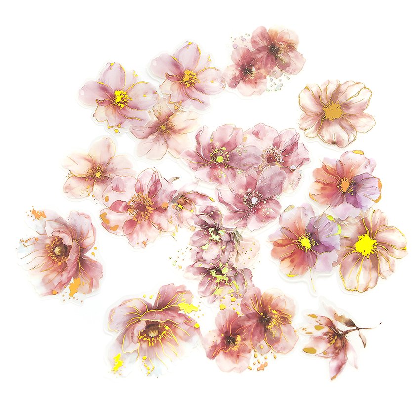 Naklejki Połyskujące Pet Kwiaty 20szt. Pink Blush /DpCraft