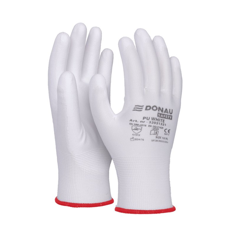 Rękawice Donau Safety Pu White Kat. II Rozm. 6 Białe  /DONAU SAFETY