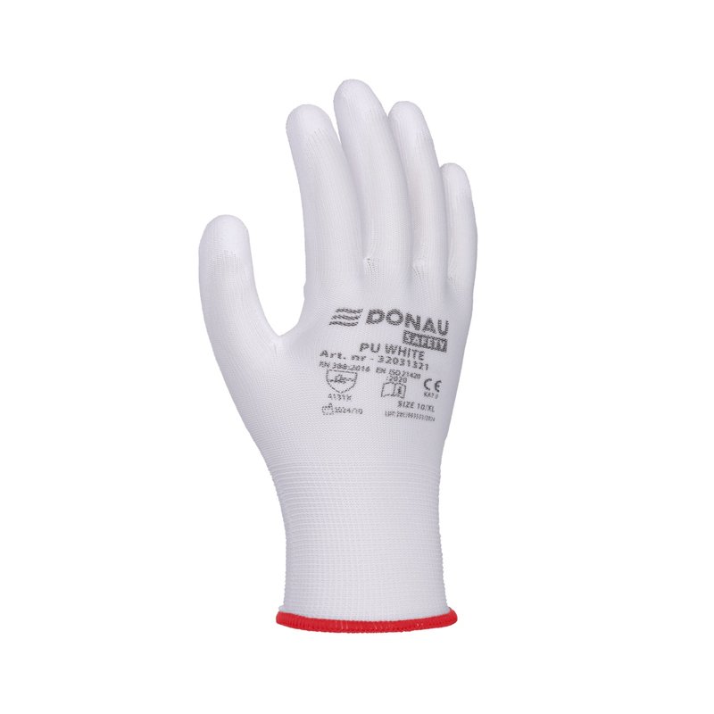 Rękawice Donau Safety Pu White Kat. II Rozm. 6 Białe  /DONAU SAFETY