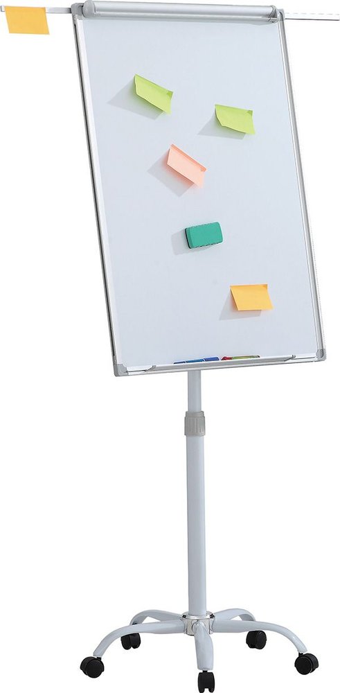 Flipchart mobilny Office Products, biały, 70×100 cm, tablica suchościeralno‑magnetyczna z aluminiową ramą i wysuwanymi ramionami