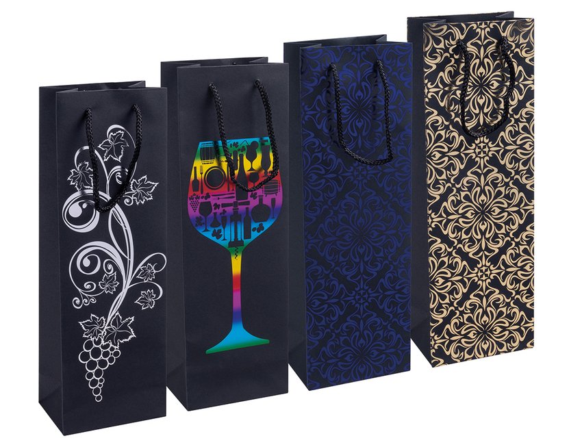 Torebka na alkohol DONAU HOME laminowana 12x355x8cm całoroczna sznurek mix wzorów