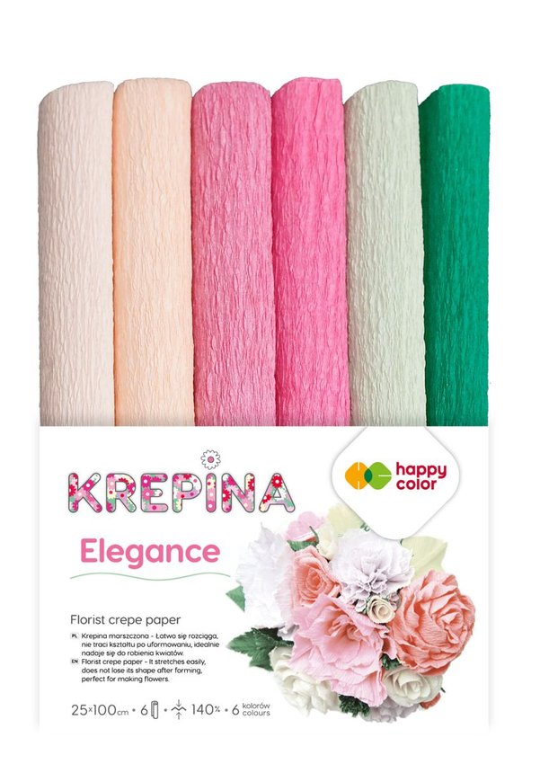 Bibuła Krepina Mini 6kol 250x1000mm Elegance /Happy Color