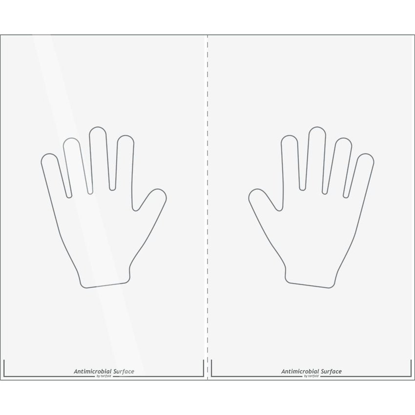 Antybakteryjna Naklejka  600X500 Mm Sterifil Na Drzwi Z Nadrukiem Rąk Transparentna 5 Szt. Tarifold