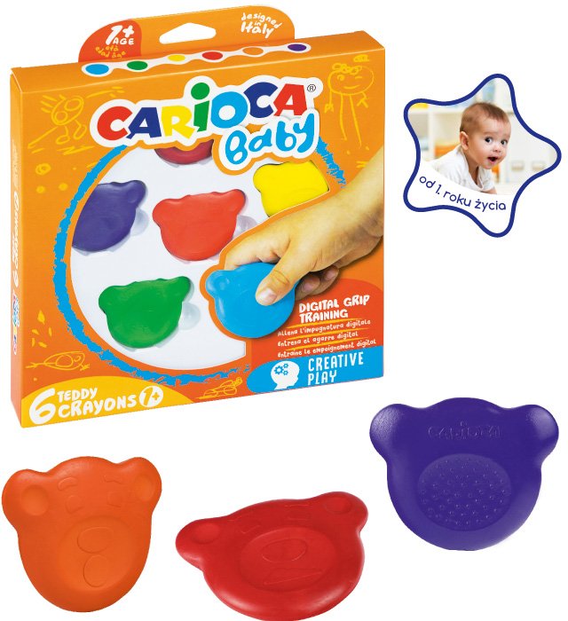 Kredki Misiaki CARIOCA BABY dla dzieci 1+, 6 kol. (42956)