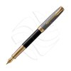 Parker Pióro Wieczne Sonnet Premium Chiselled Serbrno-Czarne GT(18K) FP (M) [1931538]
