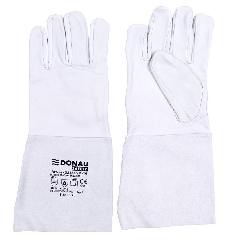 Rękawice spawalnicze DONAU SAFETY DS-WELTIG TIG skóra kozia rozm. 8/M biało-szare