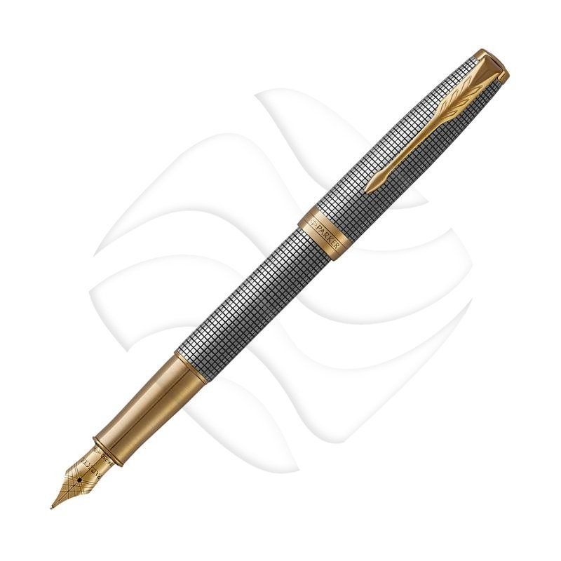 Parker Pióro Wieczne Sonnet Premium Chiselled Srebrne GT(18K) FP (M) [1931490]