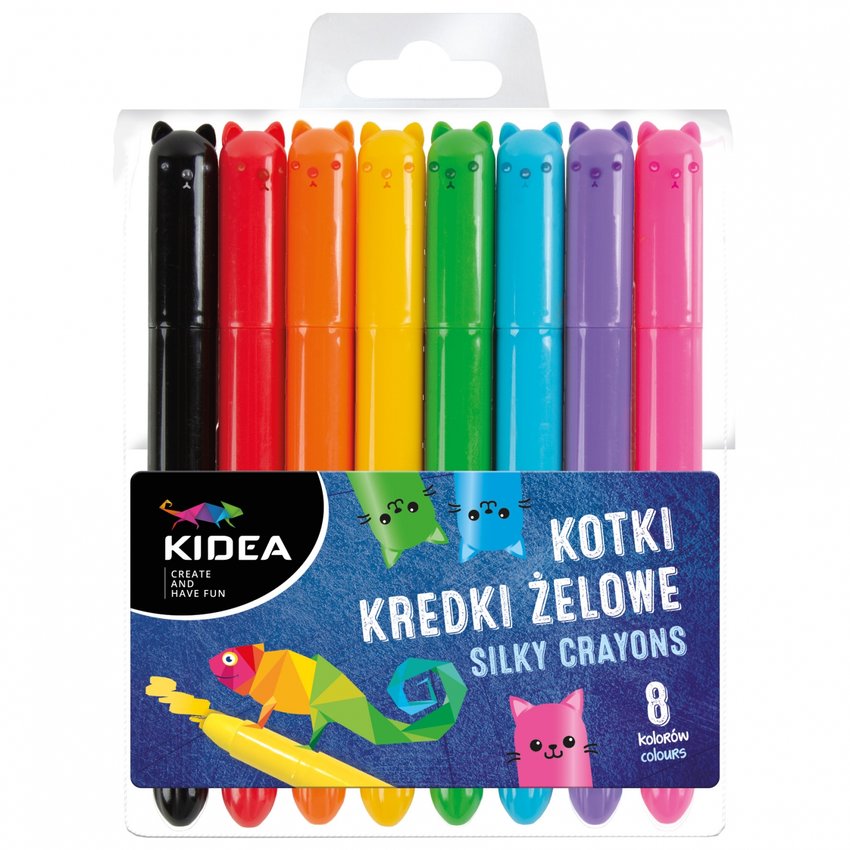 Kredki Żelowe w Sztyfcie 8kol Kotki /Kidea