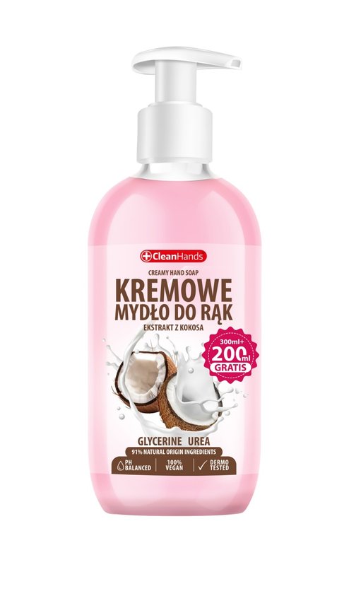 Kremowe mydło w płynie CLEAN HANDS kokosowe 300 ml