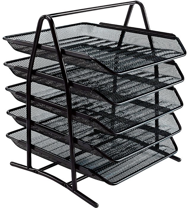 Stojak na dokumenty GRAND GR-071 siatka metal 5 szuflad czarny