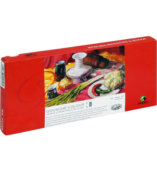 Farby gwasz 7312 B – 12 kol. Maries 12 ml