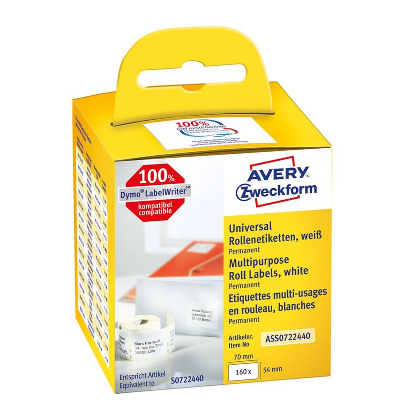 Uniwersalne Etykiety W Rolce Do Termodruku 54x70mm 1 Rolka/160 szt. Avery ASS0722440