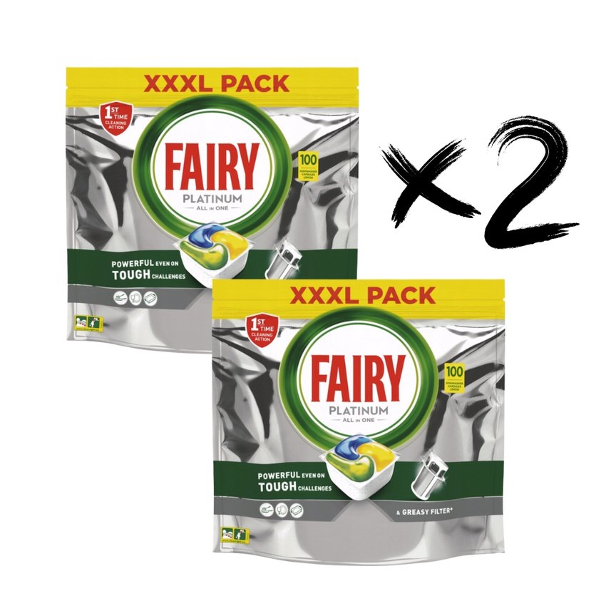 ZESTAW Fairy Platinum Kapsułki do zmywarki All In One Lemon (2 x 100 szt.)