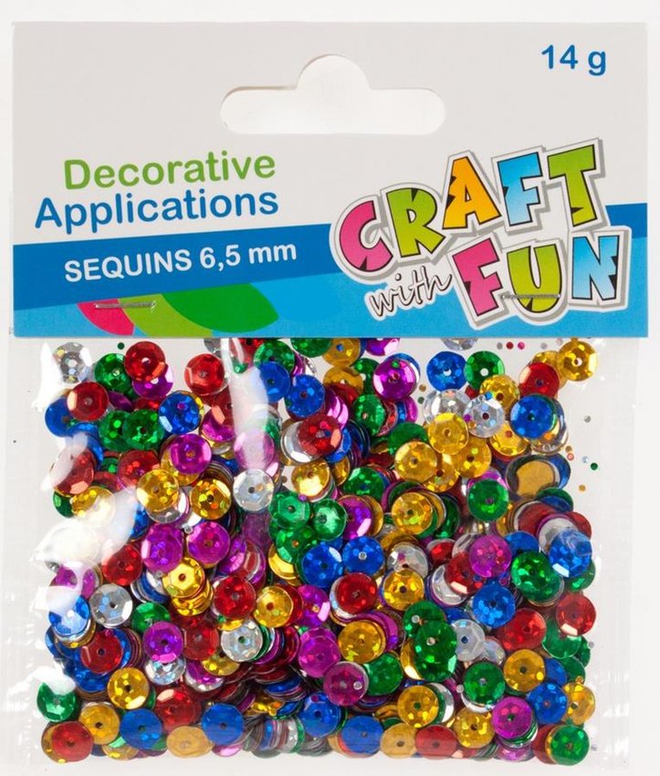 Cekiny metaliczne okrągłe 6,5 mm mix kolorów 14g /Craft With Fun
