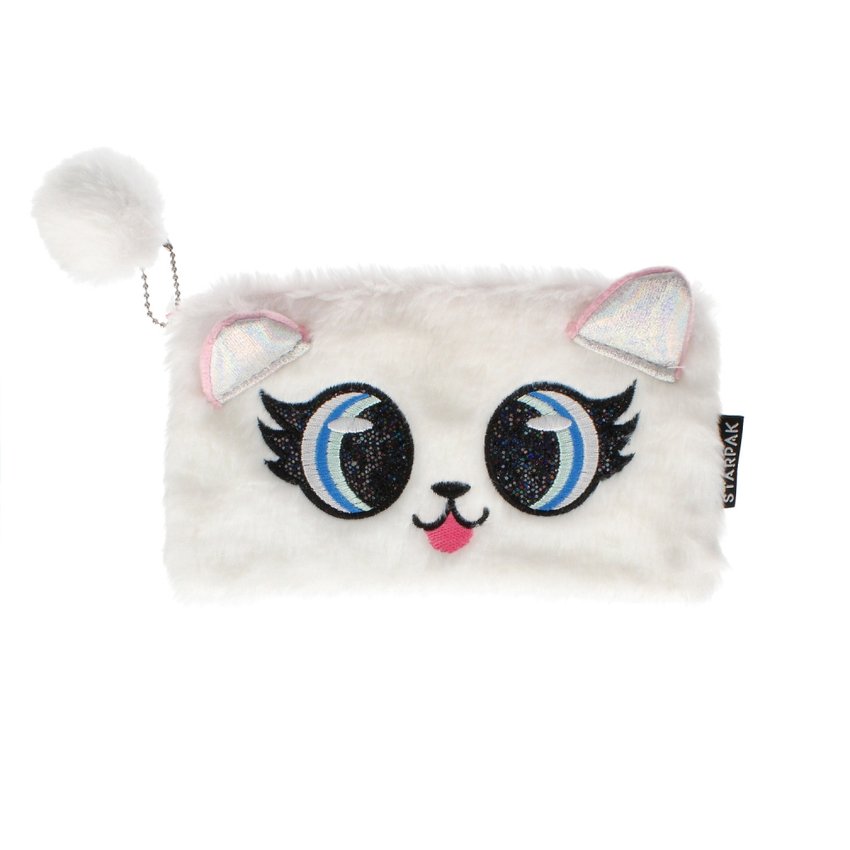 Piórnik Saszetka Pluszowa Big Eyes White /Starpak