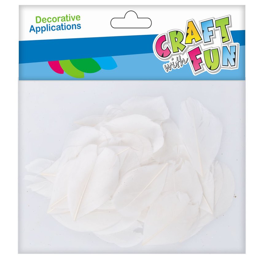 Ozdoba dekoracyjna Piórka Białe 5-8CM 3G /Craft With Fun 463630