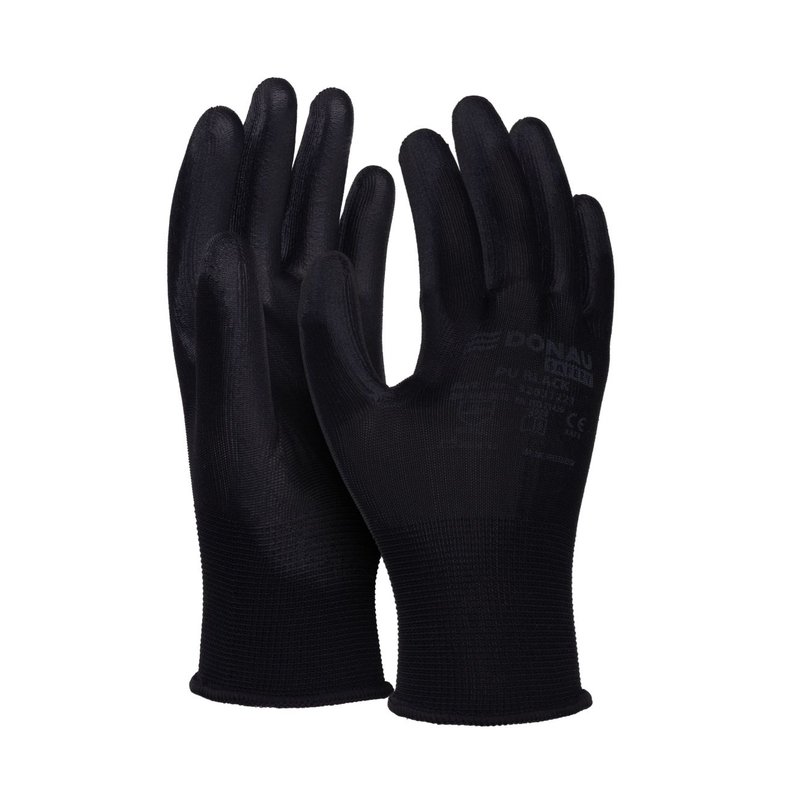 Rękawice Donau Safety Pu Black Kat. II Rozm. 10 Czarne  /DONAU SAFETY