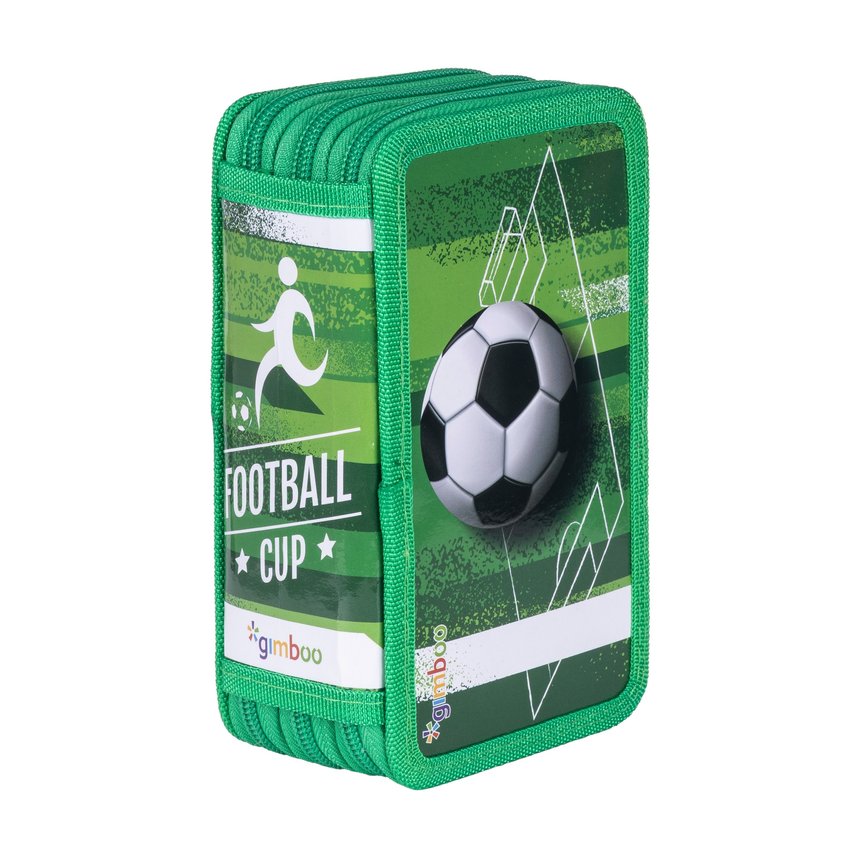 Piórnik szkolny GIMBOO z wyposażeniem 3 komory Soccer 2025 zielony