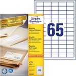 Etykiety Samoprzylepne Recyklingowane Avery 38x21.2 65/A4 A'100 Białe No.LR3666