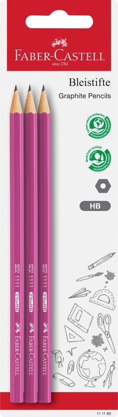 Ołówek 1111 Hb Kolor 3 Sztuki Blister Faber-Castell