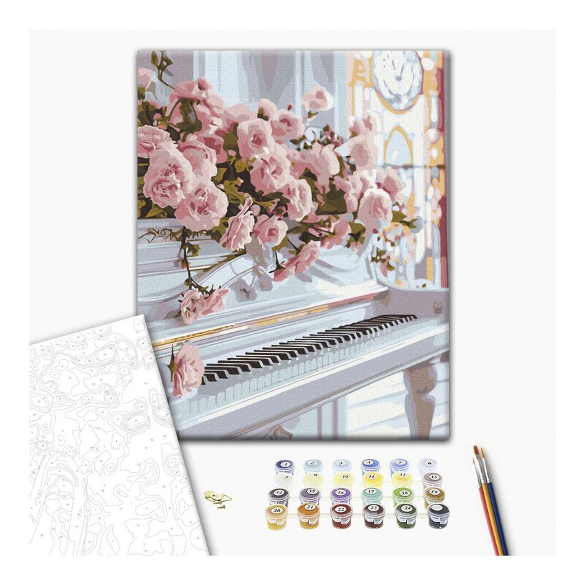 Malowanie po numerach BRUSHME 40x50 cm romantyczny fortepian 1 szt., w pudełku