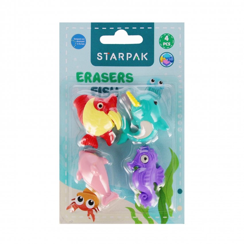 Gumka 3D Puzzle Fish 4szt. /Starpak