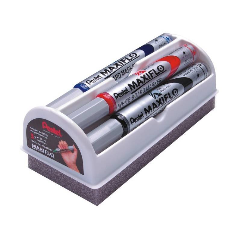 Markery suchościeralne Pentel Maxiflo z gąbką