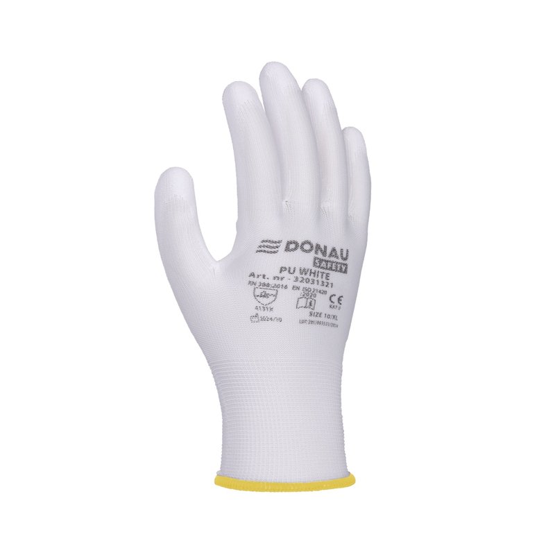 Rękawice Donau Safety Pu White Kat. II Rozm. 8 Białe  /DONAU SAFETY